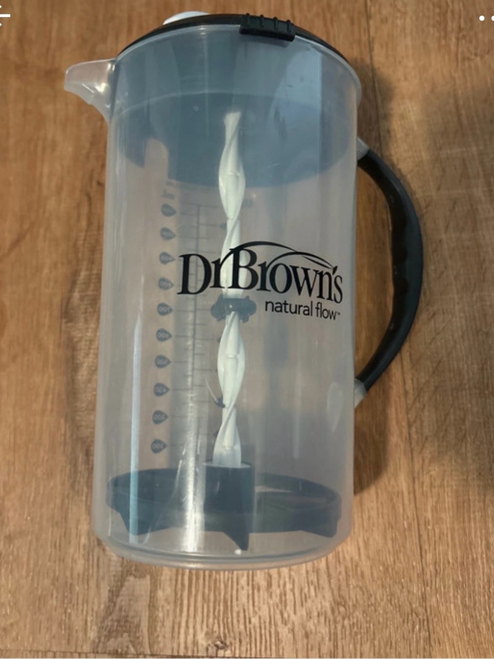 Clear Plastic Dr. Brown’s Formula/Breastmilk Pitcher with Black Handle